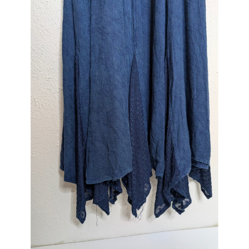 Encounter Blue Textured‎ Lace Trimmed Midi Dress One Size Boho Renaissance Fairy - Picture 2 of 7